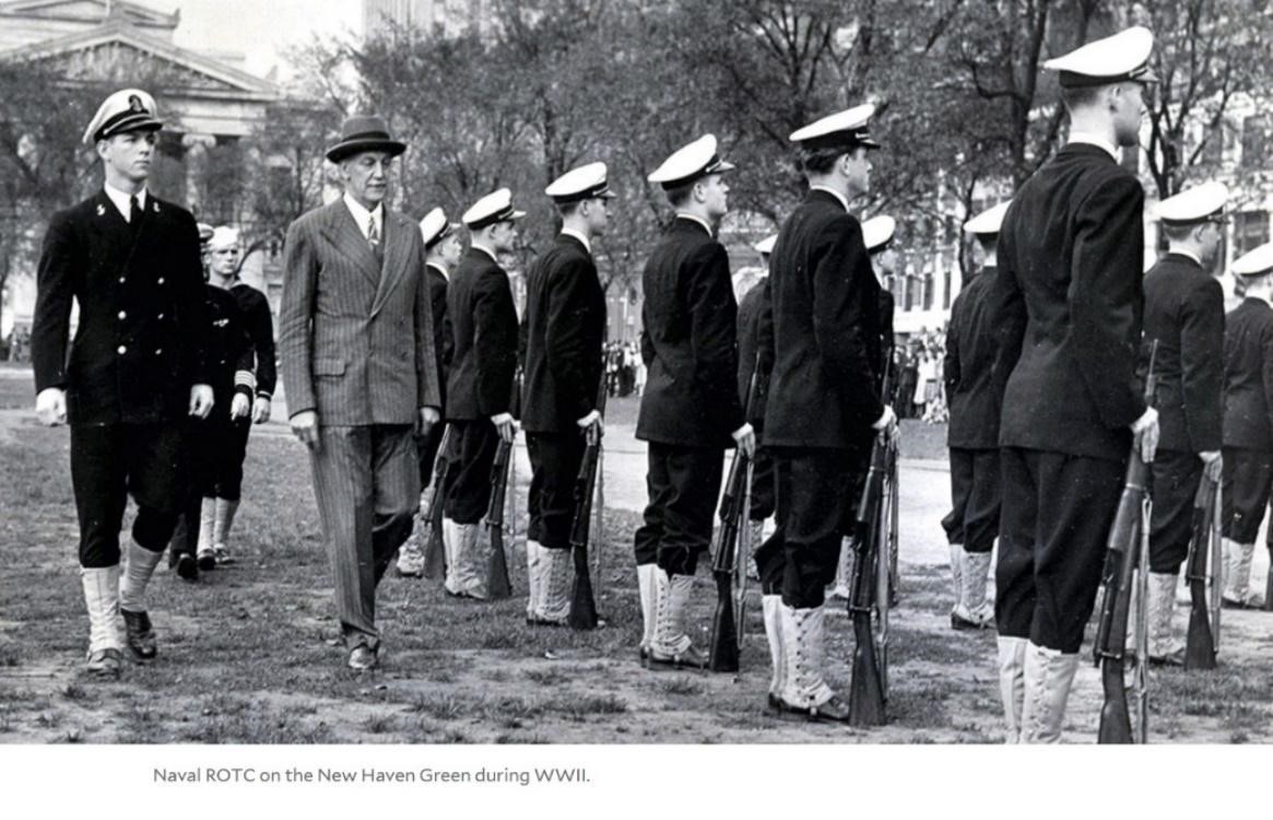 Naval ROTC on the New Haven Green during World War Two