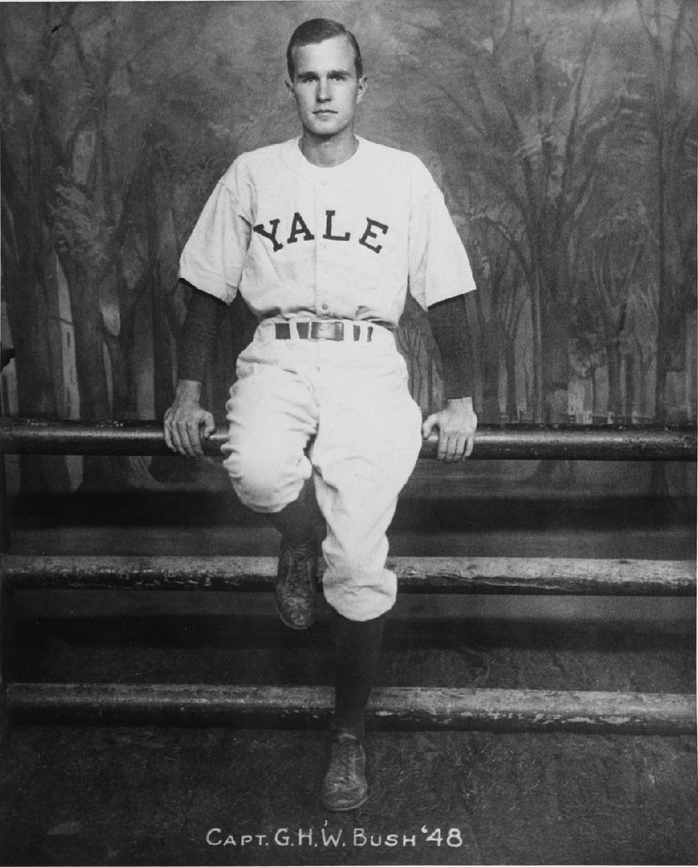 George H. W. Bush in baseball uniform 