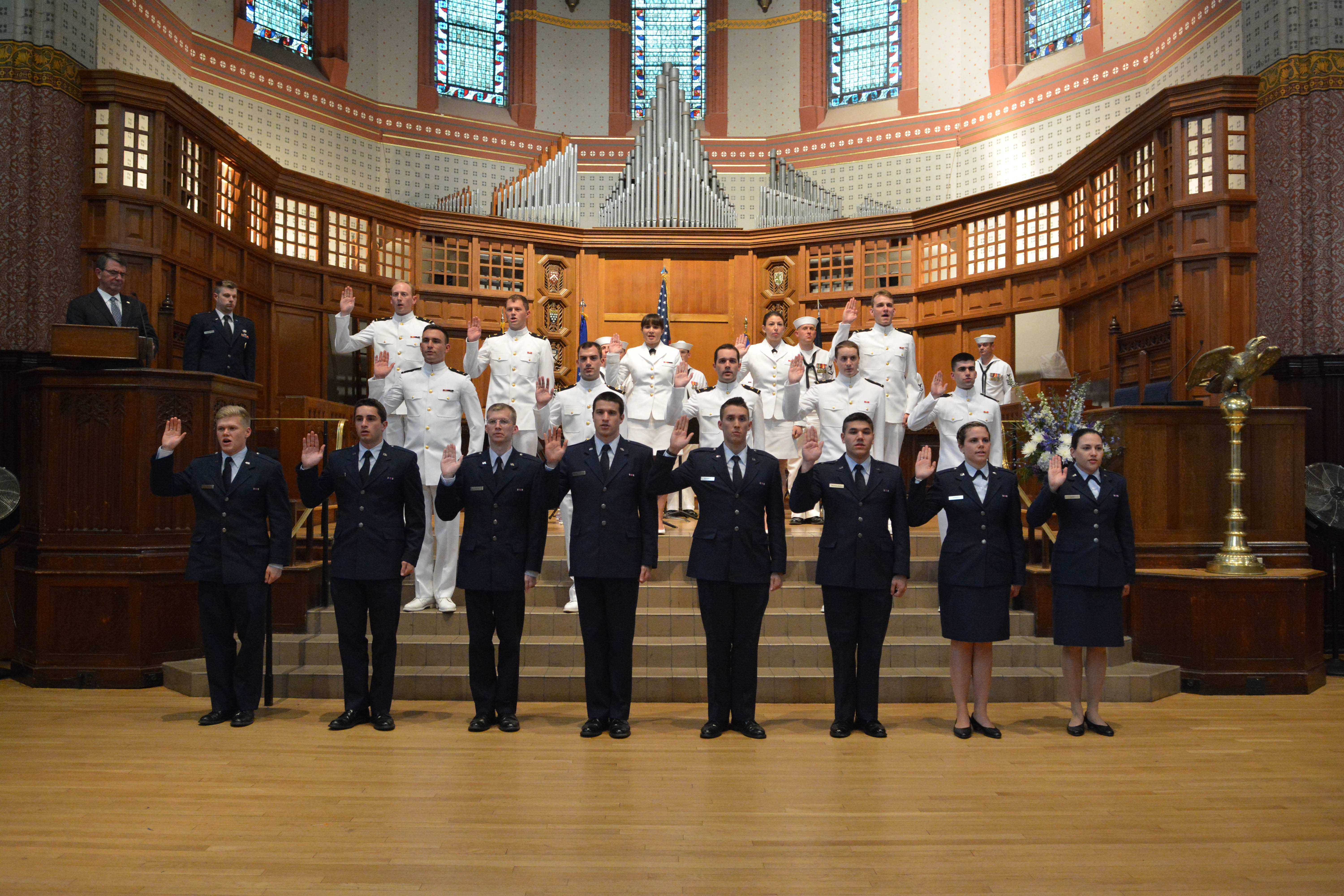 Yale ROTC commissioning ceremony in Battell Chapel