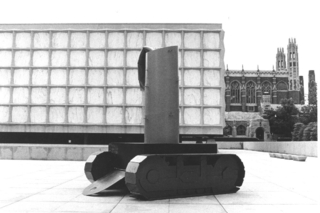 Lipstick sculpture on Beinecke Plaza